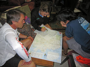Ultrarunners planning their route